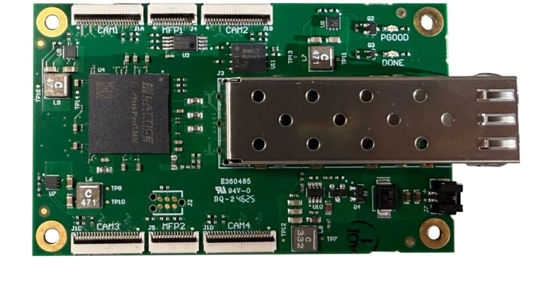 DA322 Holoscan MIPI Adapter circuit board showing the interface connectors and mounting holes