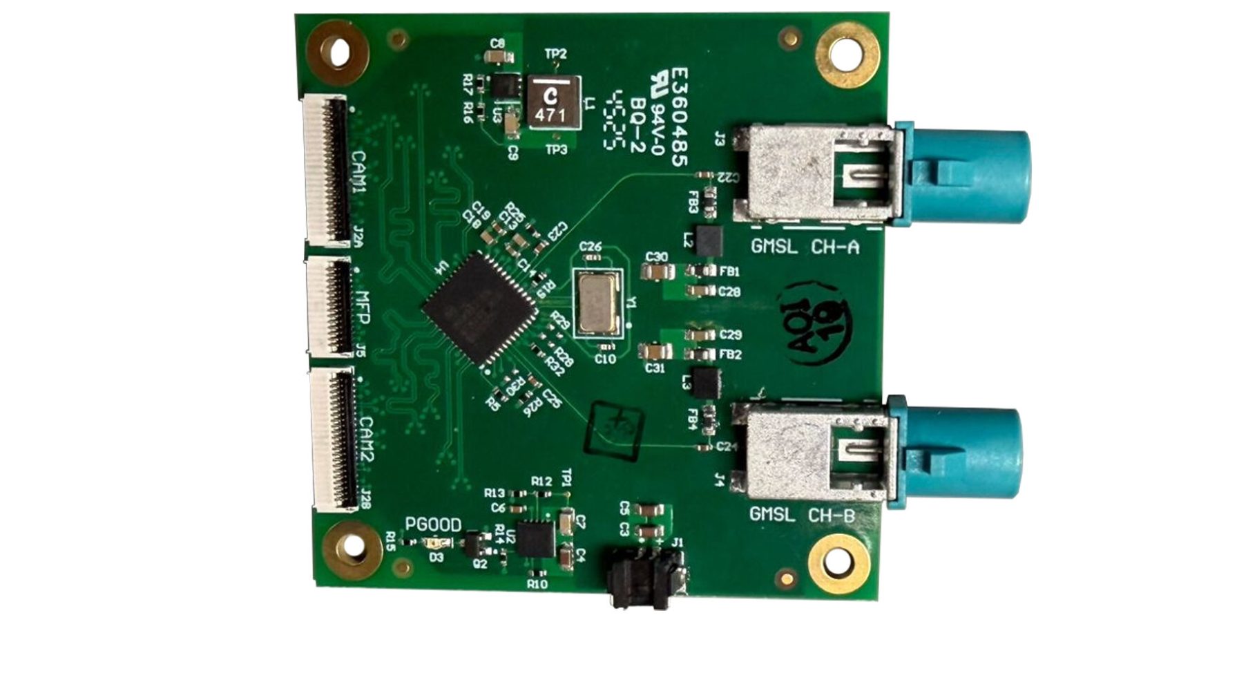 DA325 GMSL Adapter circuit board for use with the DA322 Holoscan MIPI Adapter